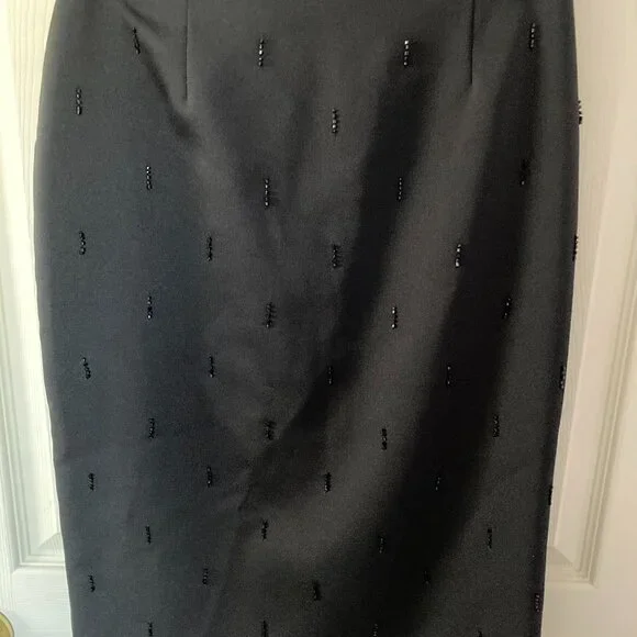 Laundry By Shelli Segal Pencil Skirt Black Size 6 Beaded - Picture 1 of 5